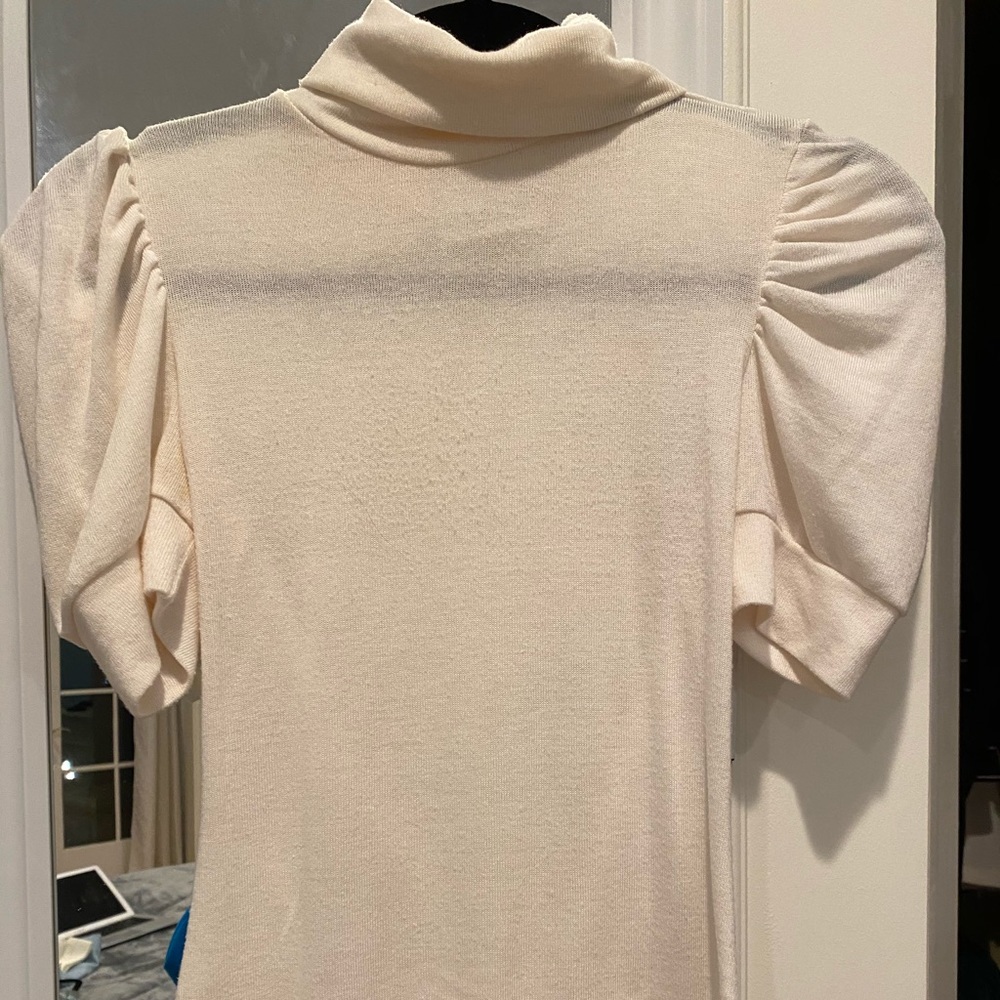 Geri C Creme Rouched Sleeve Top With Turtleneck